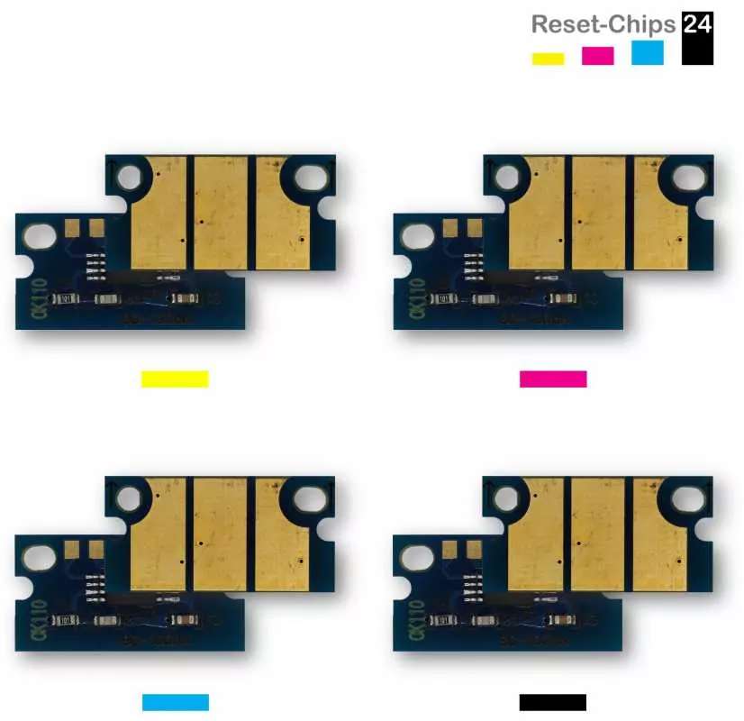 4x Toner Reset Chip Y/M/C/K für OKI C110 C130 MC160 44250721 ..724