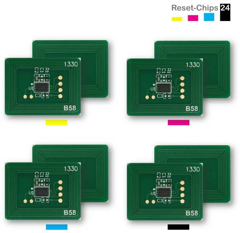 4x Toner Reset Chip Y/M/C/K für OKI ES7412 46507621 ..624